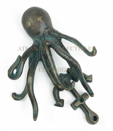 Ebros Gift Ocean Fearsome Creature Kraken Octopus With Ship Anchor Aluminum Door Knocker