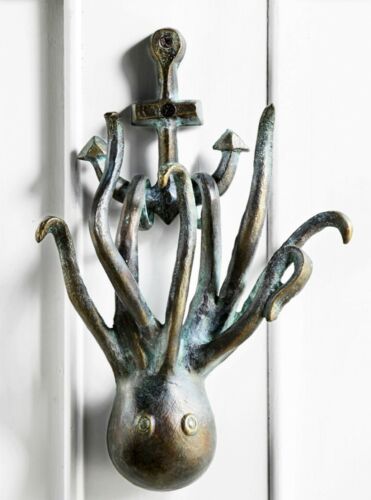 ebros gift Ocean Fearsome Creature Kraken Octopus With Ship Anchor Aluminum Door Knocker