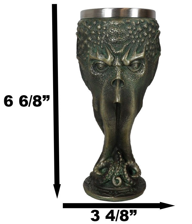 Ebros Gift Ocean Kraken Cthulhu Cosmic Giant Octopus The Great One Faux Bronze Wine Goblet