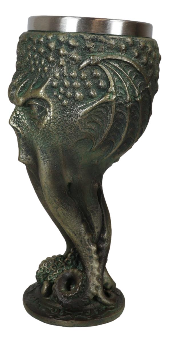 Ebros Gift Ocean Kraken Cthulhu Cosmic Giant Octopus The Great One Faux Bronze Wine Goblet