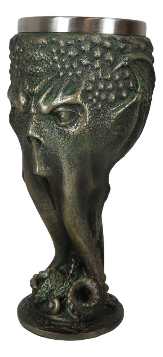 Ebros Gift Ocean Kraken Cthulhu Cosmic Giant Octopus The Great One Faux Bronze Wine Goblet