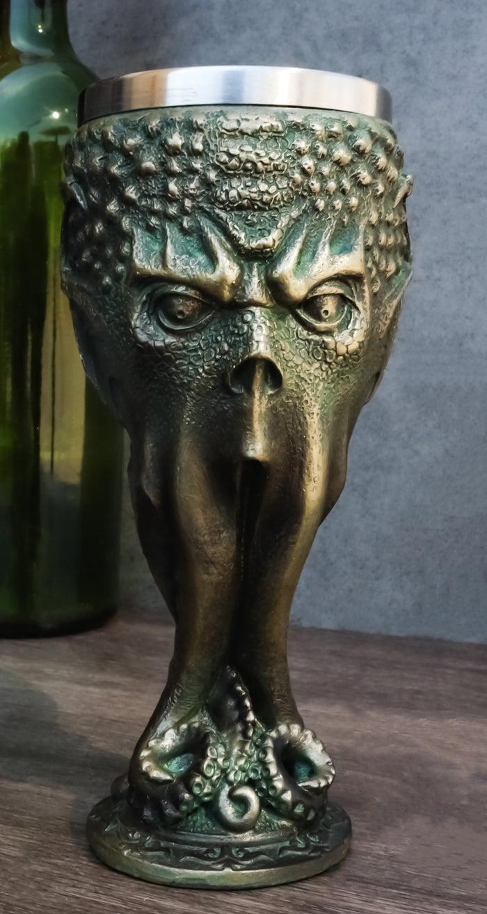 ebros gift Ocean Kraken Cthulhu Cosmic Giant Octopus The Great One Faux Bronze Wine Goblet