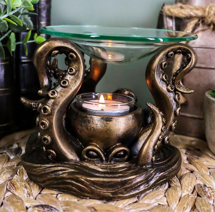 ebros gift Ocean Kraken Giant Octopus Oil Warmer Or Wax Tart Burner Candle Holder Statue