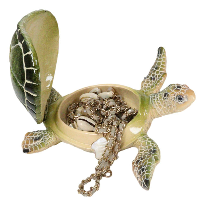 Ebros Gift Ocean Marine Green Sea Turtle Decorative Key Stash Decorative Trinket Box