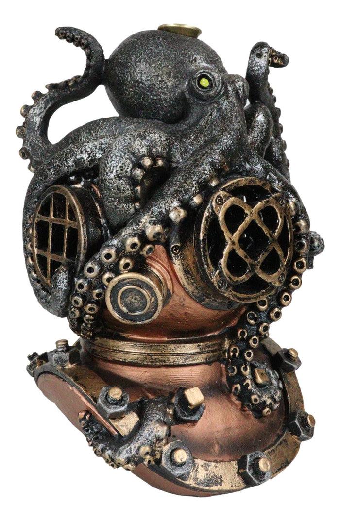 Ebros Gift Ocean Marine Octopus Kraken On Steampunk Divers Helmet Incense Cone Burner