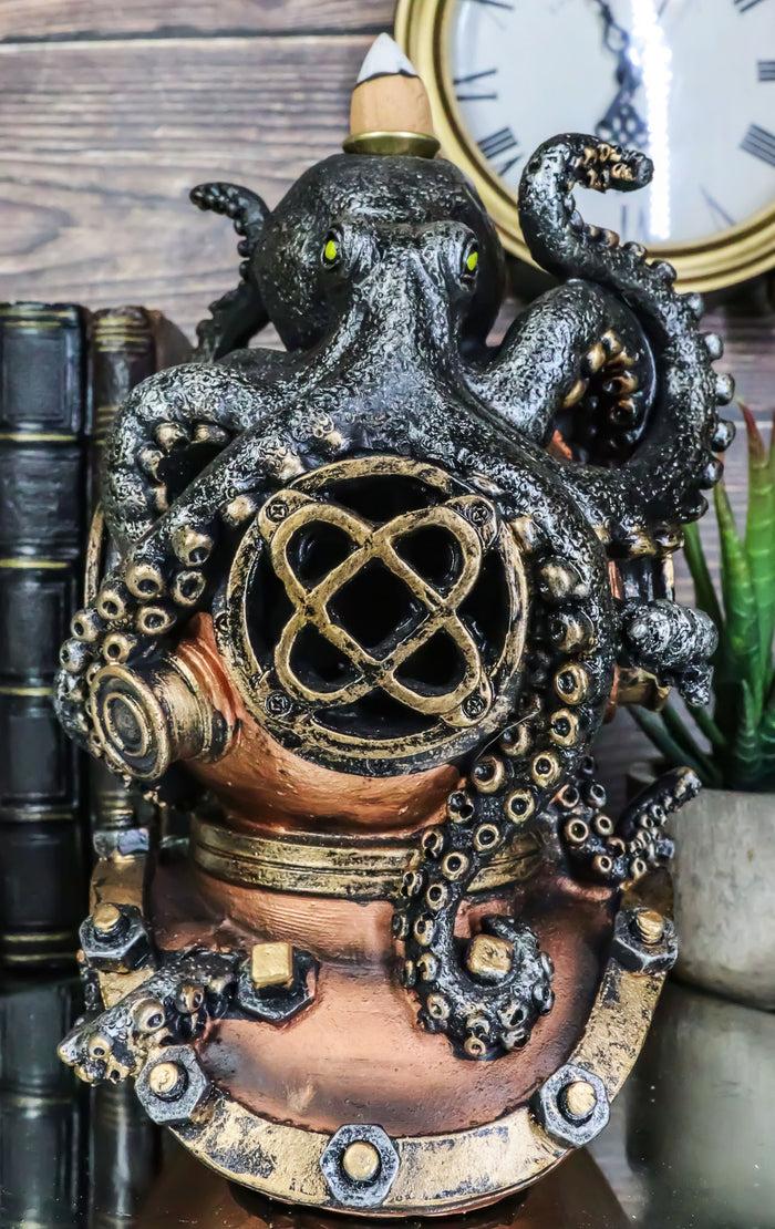 ebros gift Ocean Marine Octopus Kraken On Steampunk Divers Helmet Incense Cone Burner