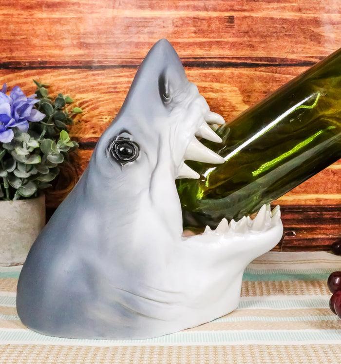 ebros gift Ocean Marine Prehistoric Megalodon Shark Jaws and Teeth Wine Holder Caddy Statue