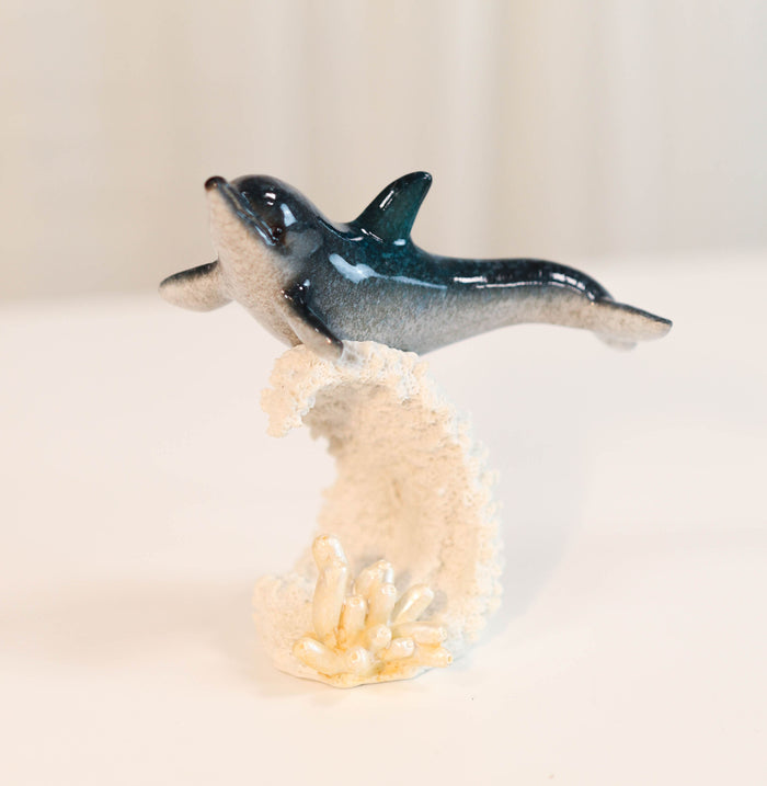 Ebros Gift Ocean Marine Sea Life Bottlenose Dolphin Rising Over Wave Decor Figurine 4.25"H