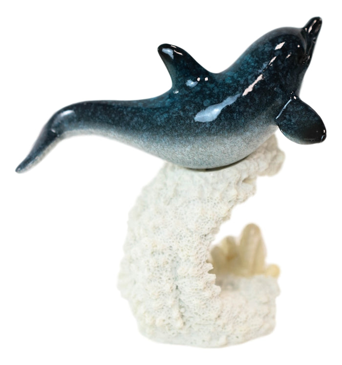 Ebros Gift Ocean Marine Sea Life Bottlenose Dolphin Rising Over Wave Decor Figurine 4.25"H