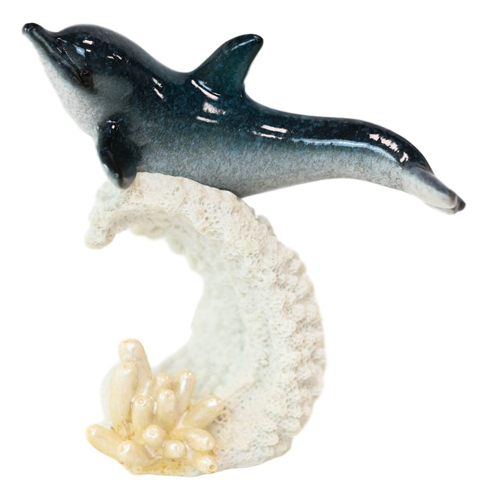 Ebros Gift Ocean Marine Sea Life Bottlenose Dolphin Rising Over Wave Decor Figurine 4.25"H