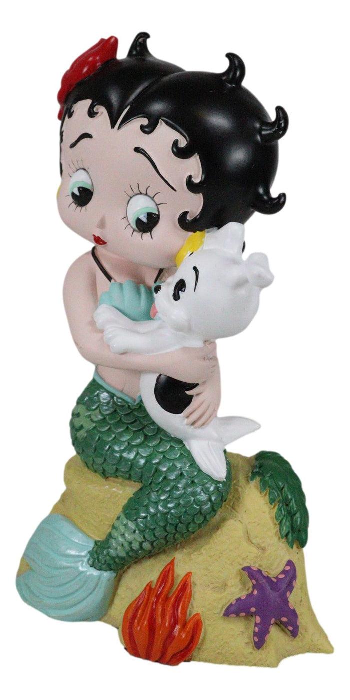 Ebros Gift Ocean Mermaid Betty Boop Sitting On Coral With Pudgy Dog Novelty Figurine