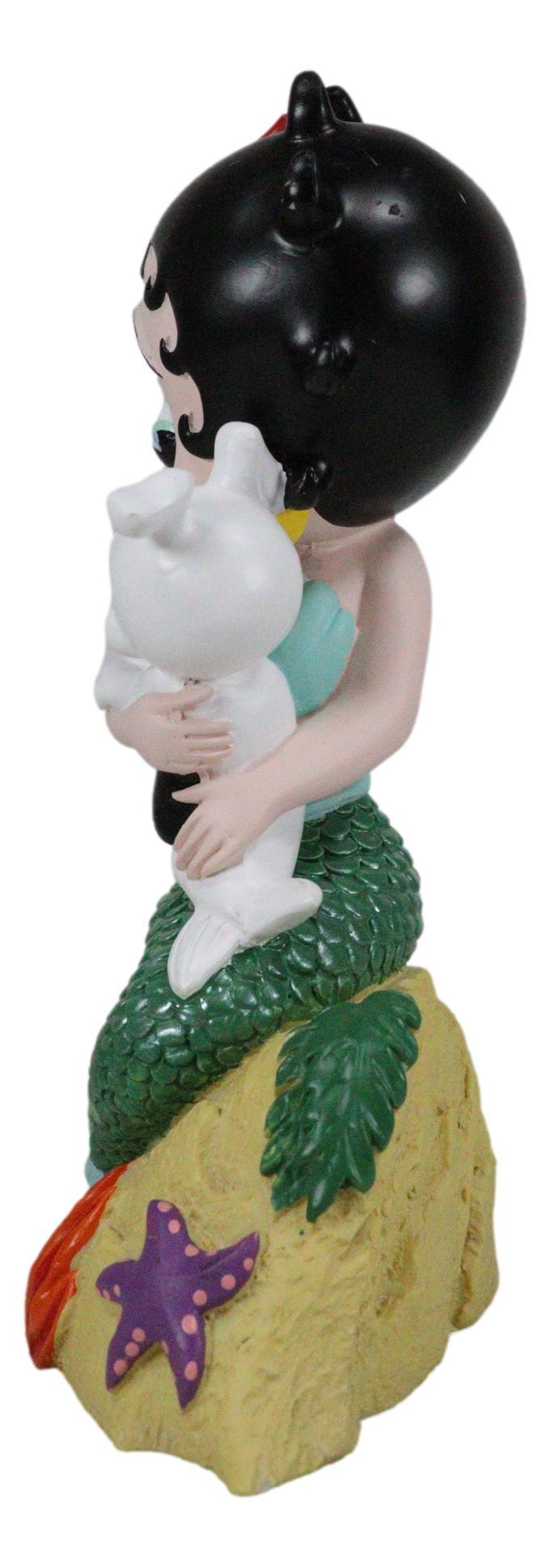 Ebros Gift Ocean Mermaid Betty Boop Sitting On Coral With Pudgy Dog Novelty Figurine