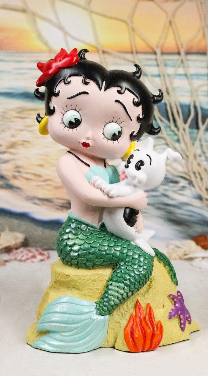 ebros gift Ocean Mermaid Betty Boop Sitting On Coral With Pudgy Dog Novelty Figurine