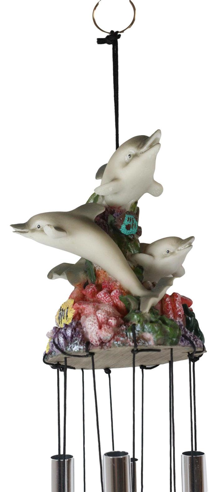 Ebros Gift Ocean Sea Coral Marine Dolphin Family Decorative Wind Chime For Garden Patio