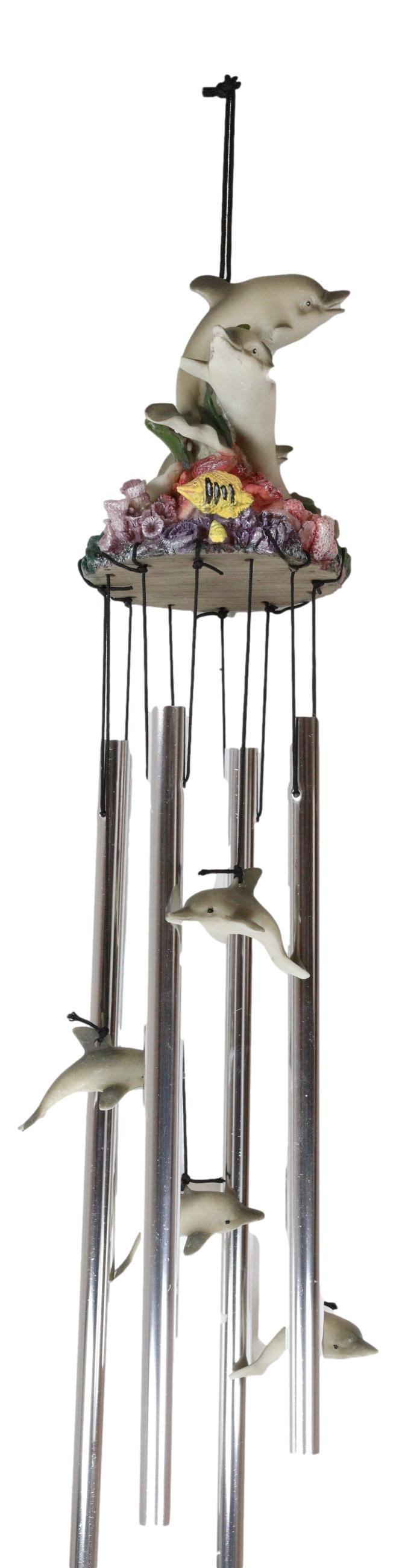 ebros gift Ocean Sea Coral Marine Dolphin Family Decorative Wind Chime For Garden Patio