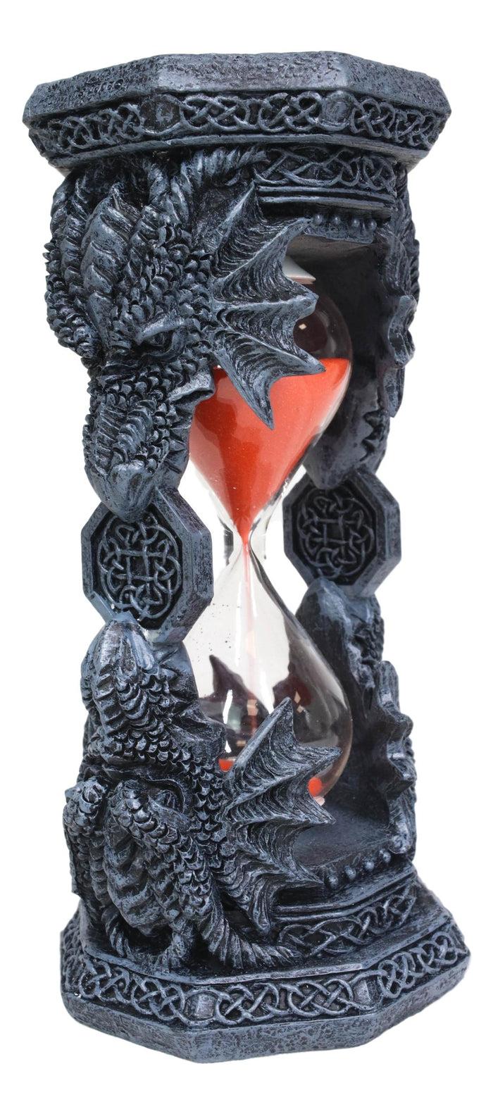 Ebros Gift Octagonal Gothic Celtic Knotwork Invertible Dragon Heads Sand Timer Figurine