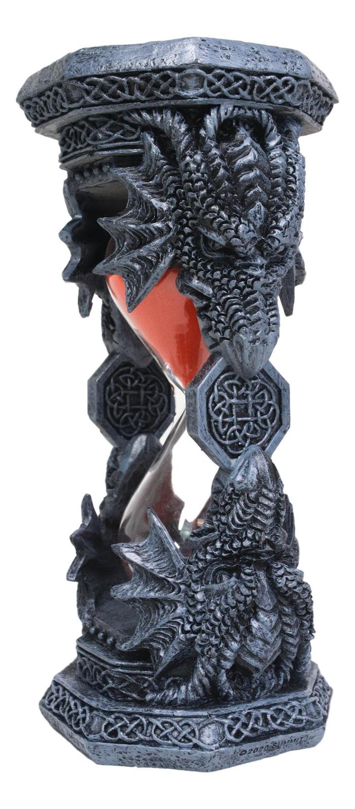 Ebros Gift Octagonal Gothic Celtic Knotwork Invertible Dragon Heads Sand Timer Figurine