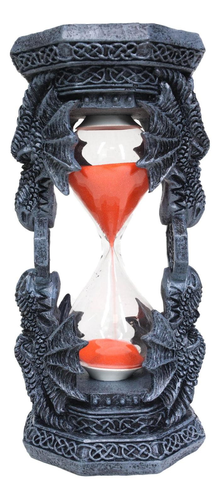 Ebros Gift Octagonal Gothic Celtic Knotwork Invertible Dragon Heads Sand Timer Figurine