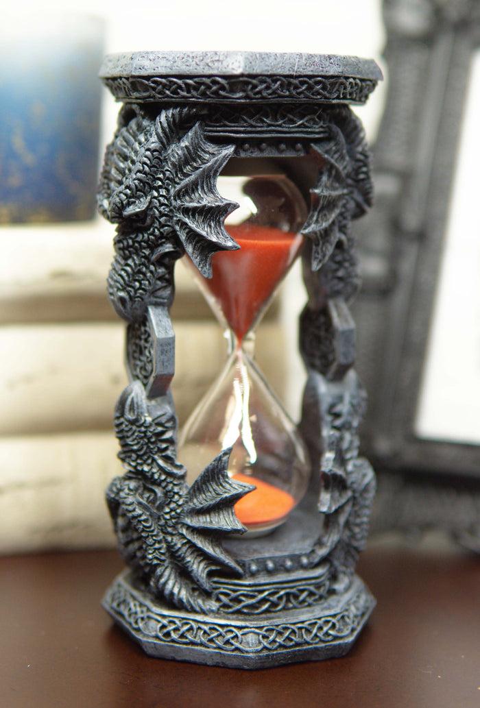 ebros gift Octagonal Gothic Celtic Knotwork Invertible Dragon Heads Sand Timer Figurine