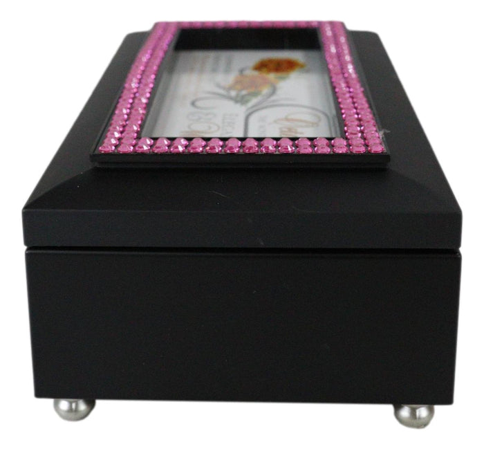 Ebros Gift October Month Opal Birthstone Elegance And Warmth Black Musical Trinket Box
