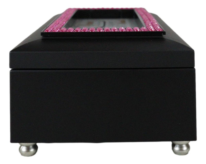 Ebros Gift October Month Opal Birthstone Elegance And Warmth Black Musical Trinket Box