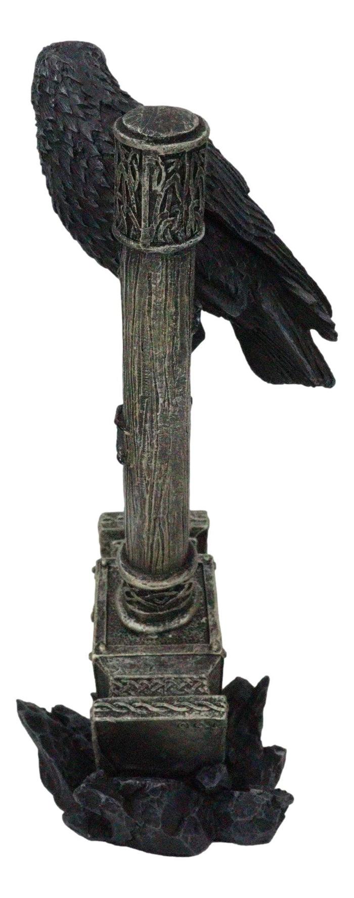 Ebros Gift Odin Raven Perching On Thor Hammer Mjolnir With Viking Runes Skaldenmet Figurine