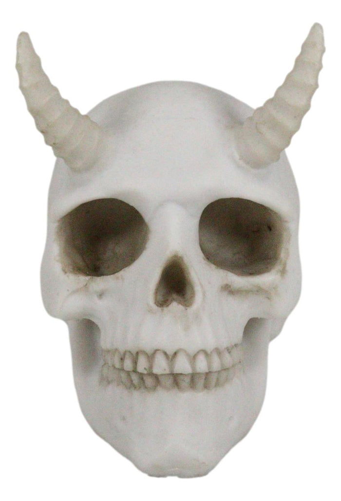 Ebros Gift Off White Small Goat Horned Demon Skull Hell Spawn Skeleton Inferno Imp Figurine