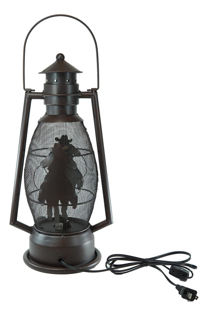 Ebros Gift Old Fashioned Rustic Western Cowboy Electric Metal Lantern Lamp Or Shadow Caster