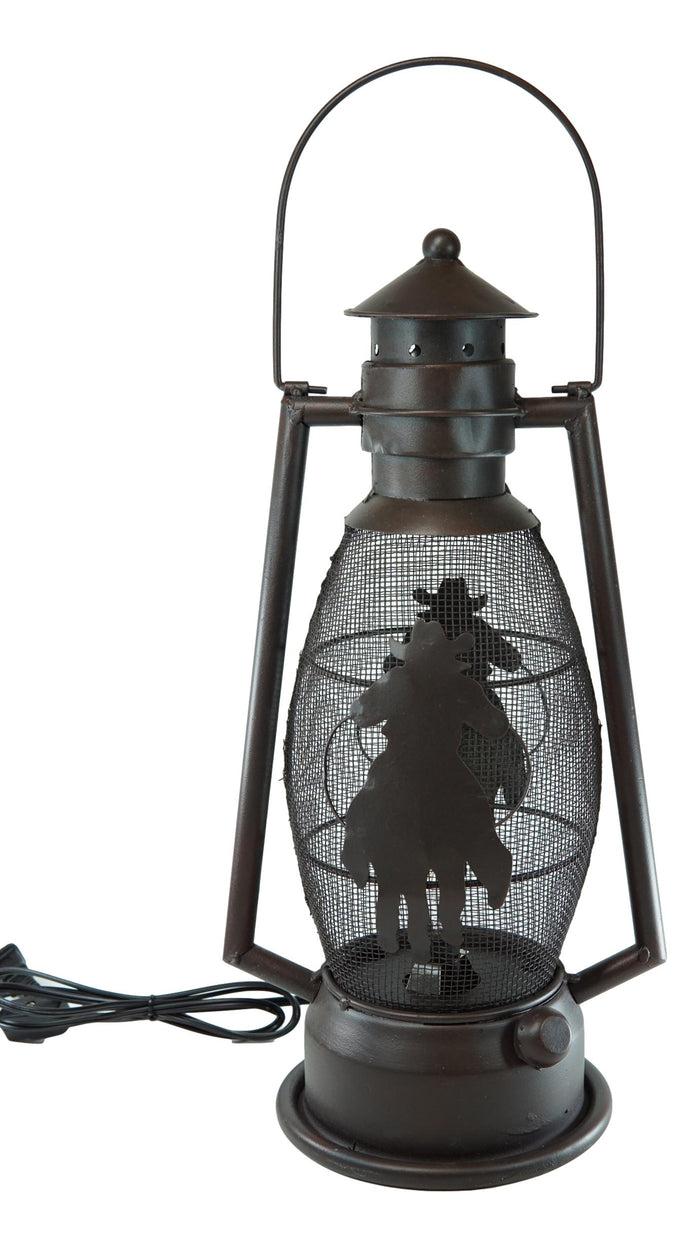 Ebros Gift Old Fashioned Rustic Western Cowboy Electric Metal Lantern Lamp Or Shadow Caster