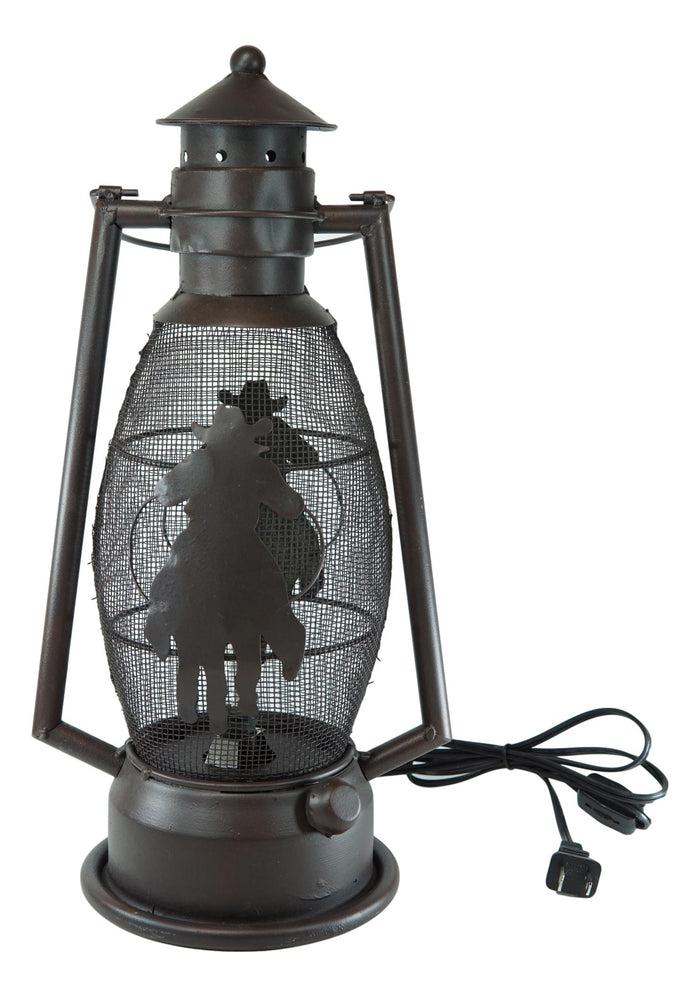 Ebros Gift Old Fashioned Rustic Western Cowboy Electric Metal Lantern Lamp Or Shadow Caster