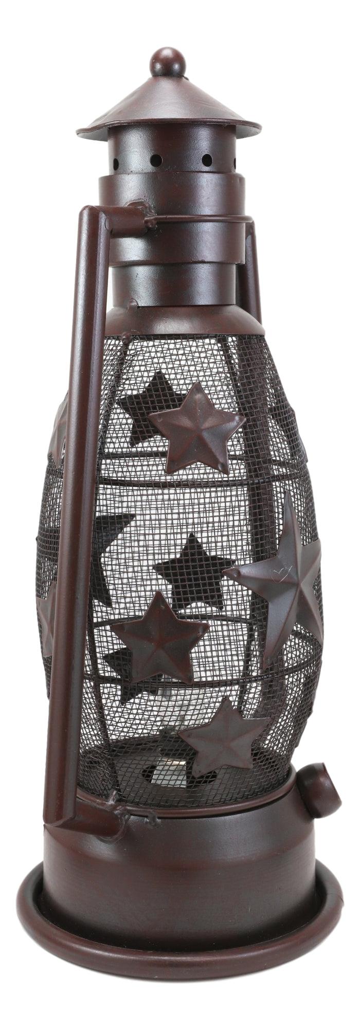 Ebros Gift Old Fashioned Rustic Western Stars Electric Metal Lantern Lamp Or Shadow Caster