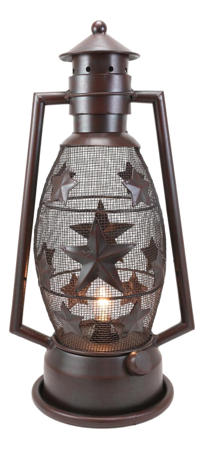 Ebros Gift Old Fashioned Rustic Western Stars Electric Metal Lantern Lamp Or Shadow Caster