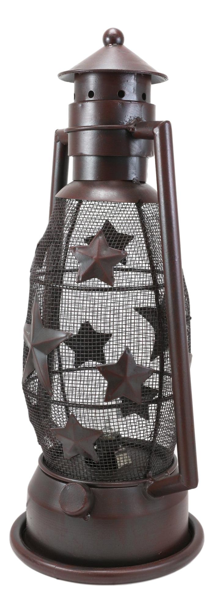 Ebros Gift Old Fashioned Rustic Western Stars Electric Metal Lantern Lamp Or Shadow Caster