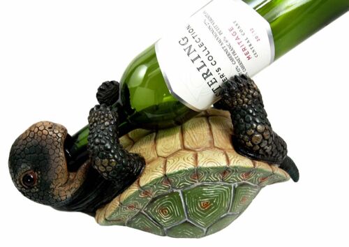 Ebros Gift Old Wise Turtle Tortoise Wine Holder & Salt Pepper Shakers Holder Figurine Set
