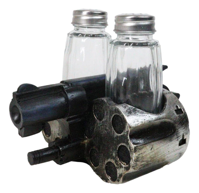 Ebros Gift Old World Western Pistol Gun With Giant Barrels Salt Pepper Shakers Holder Set