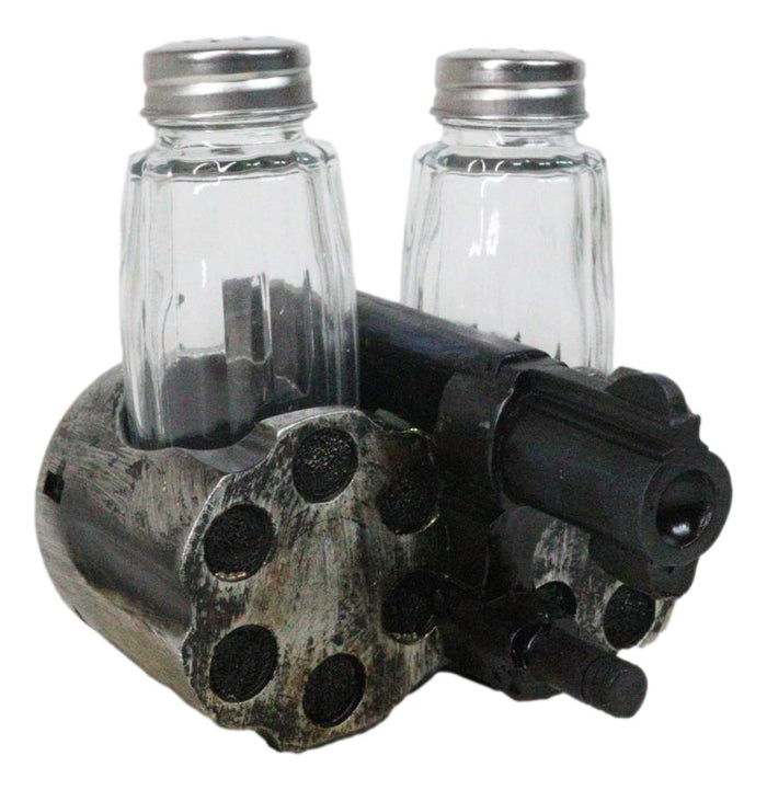 Ebros Gift Old World Western Pistol Gun With Giant Barrels Salt Pepper Shakers Holder Set