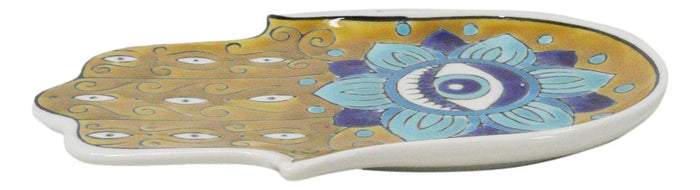 Ebros Gift Orange Chakra Hamsa Palm Mandala And Evil Eye Ceramic Dish Brass Incense Holder