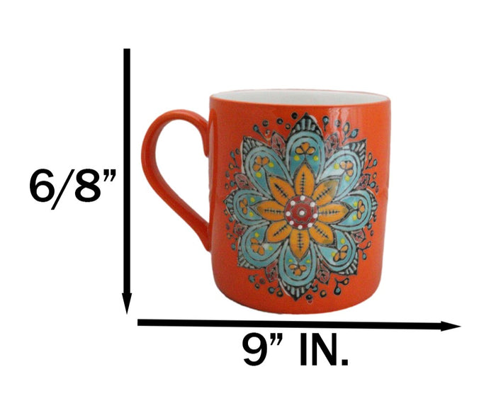 Ebros Gift Orange Svadhishthana Sacral Chakra Zen Flower Of Life Mandala Circle Ceramic Mug