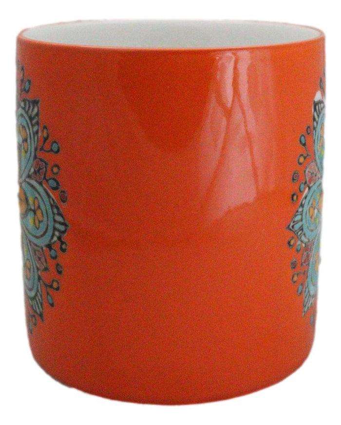 Ebros Gift Orange Svadhishthana Sacral Chakra Zen Flower Of Life Mandala Circle Ceramic Mug