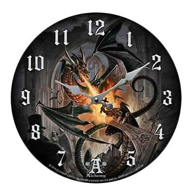 ebros gift Order Of The Dragon Fireball Wall Clock By Alchemy Gothic Round Plate 13.5"D