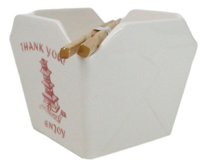Ebros Gift Oriental Buddha Pagoda Asian Takeout To Go Box Serving Bowl With Chopsticks Set