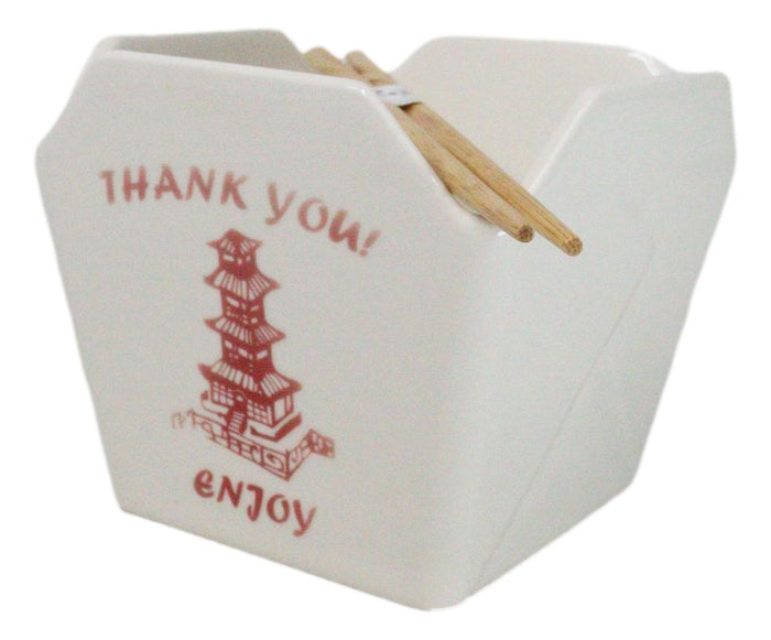 Ebros Gift Oriental Buddha Pagoda Asian Takeout To Go Box Serving Bowl With Chopsticks Set