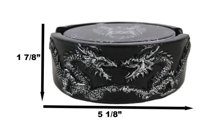 Ebros Gift Oriental Dragon King Dueling Dragons Coaster Set Holder With Four Coasters