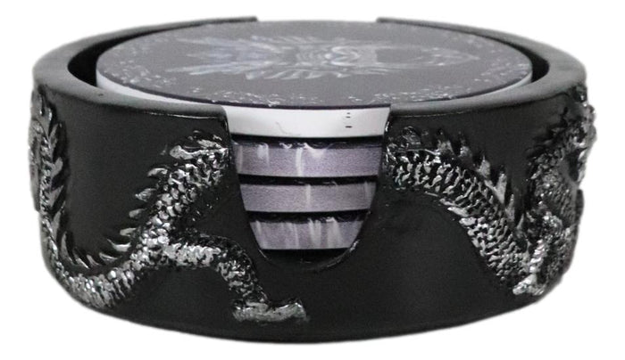 Ebros Gift Oriental Dragon King Dueling Dragons Coaster Set Holder With Four Coasters