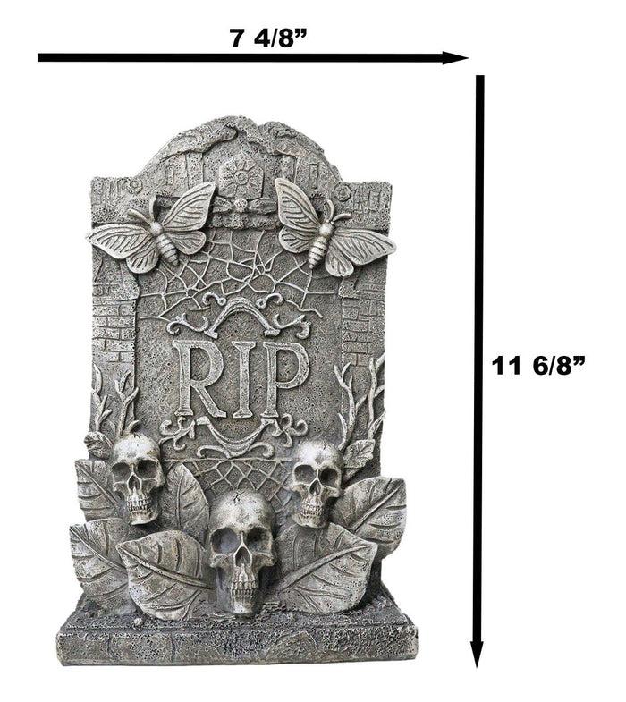 Ebros Gift Ossuary Gothic Skulls Death Moths Graveyard Mortuary RIP Tombstone Figurine