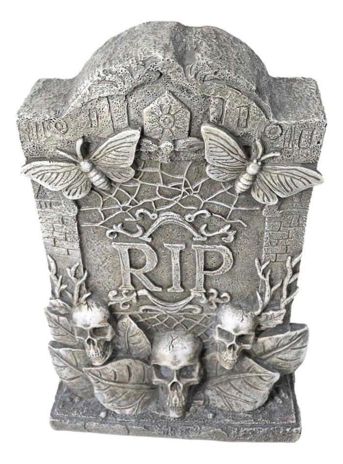 Ebros Gift Ossuary Gothic Skulls Death Moths Graveyard Mortuary RIP Tombstone Figurine