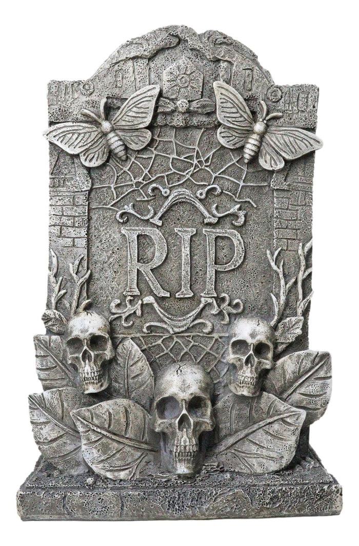 ebros gift Ossuary Gothic Skulls Death Moths Graveyard Mortuary RIP Tombstone Figurine