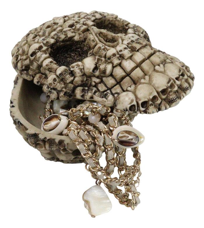 ebros gift Ossuary Graveyard Skulls And Bones Ghoulish Skull Face Decorative Trinket Box