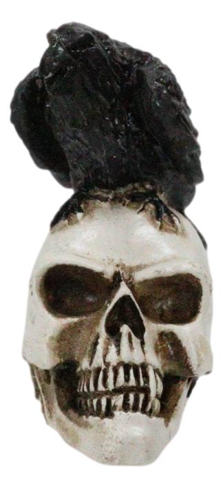 Ebros Gift Ossuary Macabre Harbinger Of Doom Black Raven Crow Bird On Skull Mini Figurine