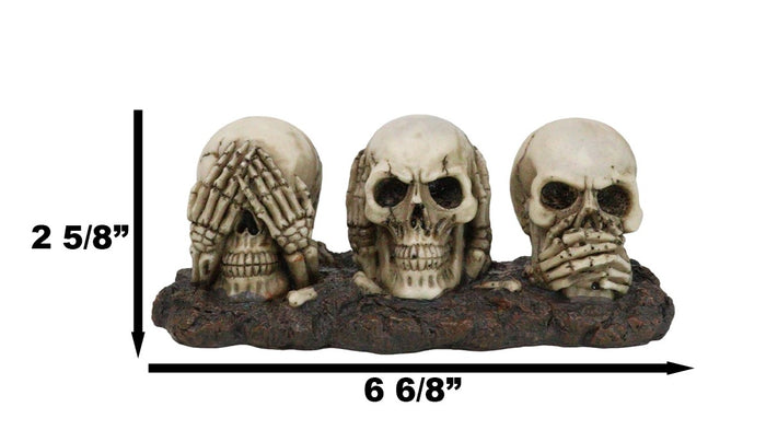 Ebros Gift Ossuary Skeletons Gothic See Hear Speak No Evil Grinning Skulls Figurine 6.75"L